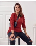 Plus Size long-sleeved blouse, burgundy FK568 - Online store - Boutique